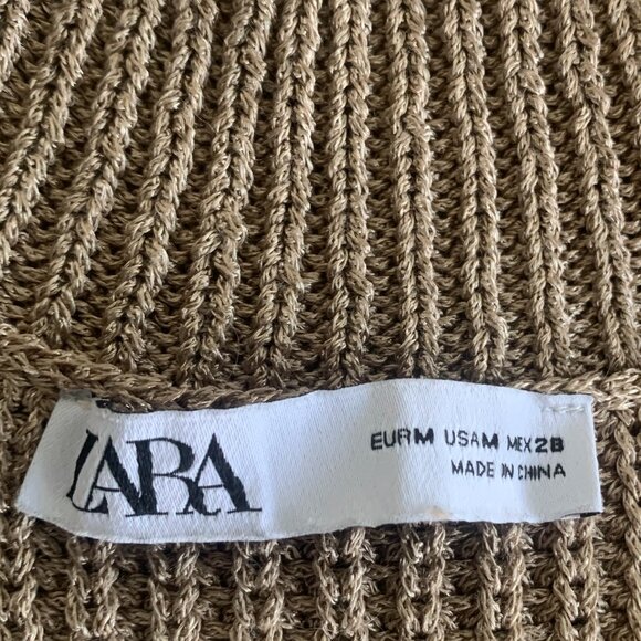 Zara Knit Sweater Vest Dress brown / beige size M - Picture 6 of 6